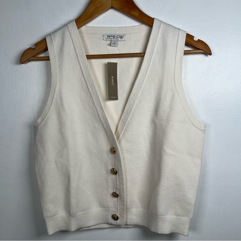 J.Crew Emilie Women’s Sweater-Vest New Sizes S,M Ivory - Picture 2 of 15